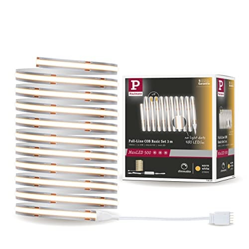 Paulmann MaxLED 500 COB LED-strip basisset, warm wit, 3m, zilver