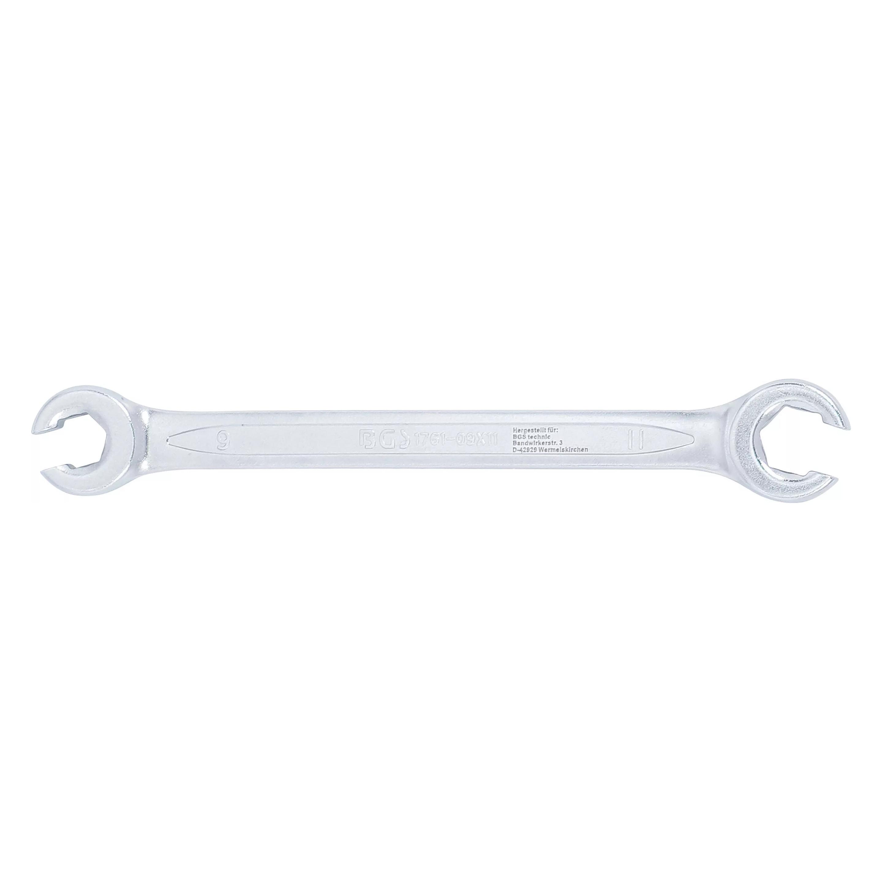 BGS Offener Doppel-Ringschlüssel SW 9 x 11 mm (11 mm, 9 mm) (1761-9x11)
