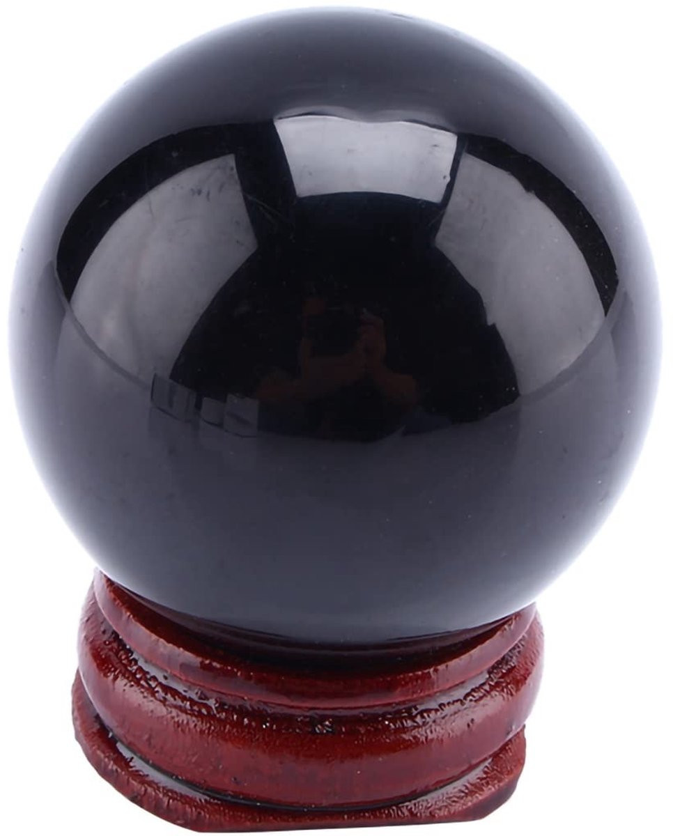 Dailygoods Kristallen Bol Zwarte Obsidiaan 40 mm Decoratiebol