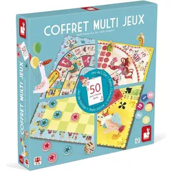 Janod J02742 „Karussell“ Multi-Spielebox, klassische Familienspiele, Dame, Ludo, Nain Jaune, Quartett, Gän (Deutsch, Englisch, Französisch, Italienisch, Niederländisch, Spanisch, 2 - 6 Spieler)