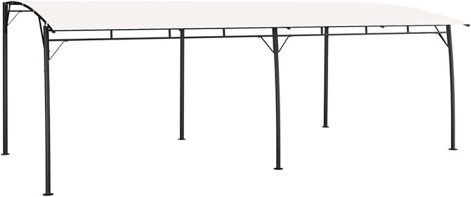 Garten-Sonnenschutz Pergola 6x3x2.55 m, Cremeweißes Polyester-Dach mit pulverbeschichtetem Stahlrahmen, Für Terrasse & Garten