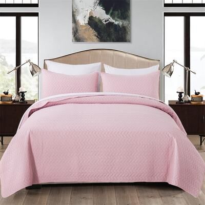JML 3-piece Fashionable Solid Embossed Quilt Set Bedspread Cover