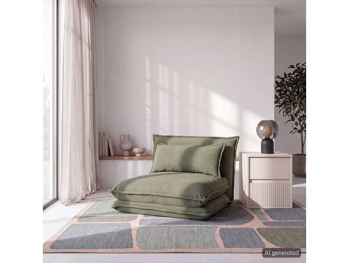 Fauteuil convertible Vert/Vert Tissu chenille Vilte 78 x 56 x 77cm