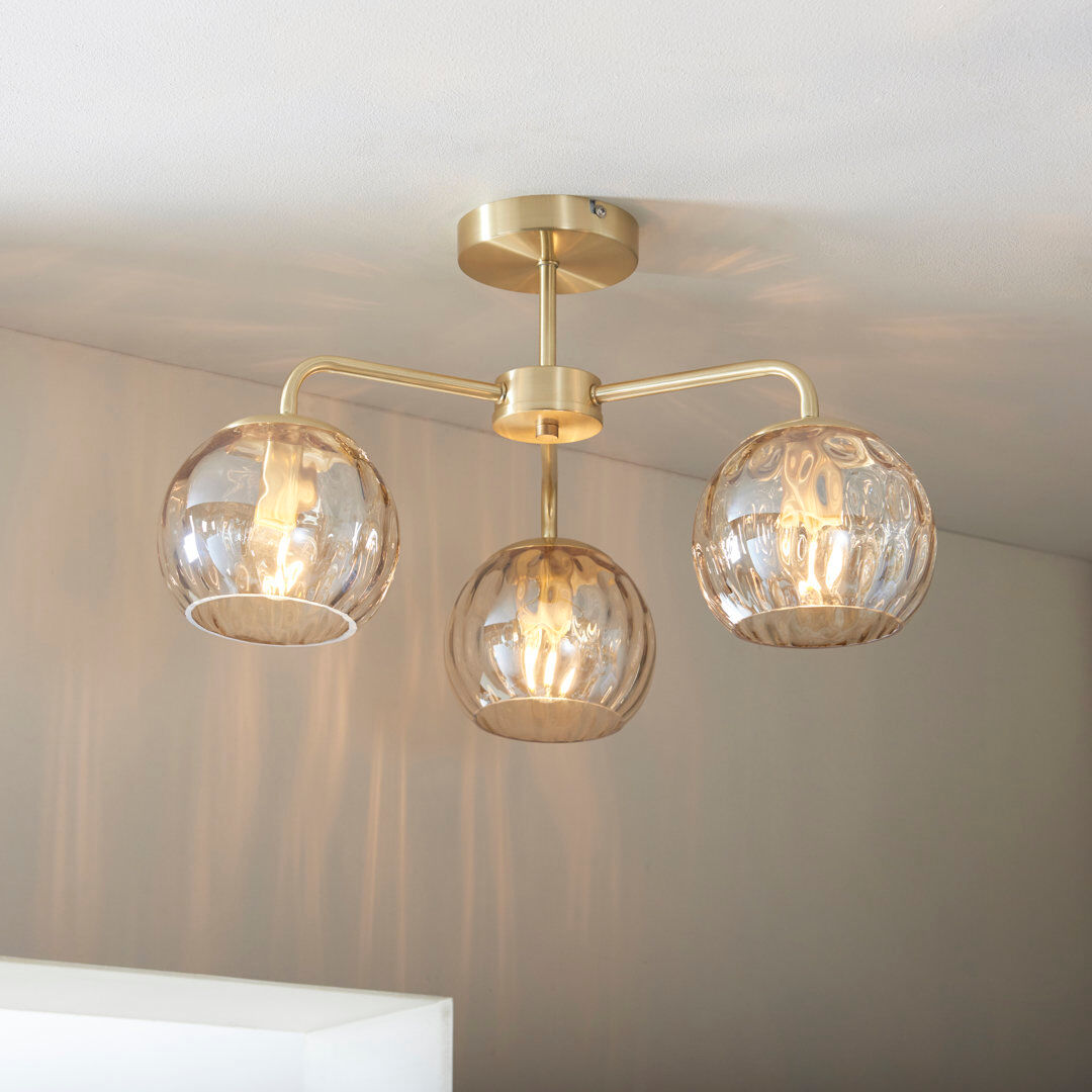 Corrigan Studio Litchford Glass Semi Flush Mount Brushed Gold 52cm W X 52cm D