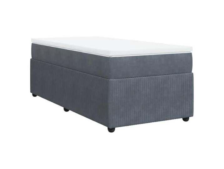 vidaXL Boxspringbett mit Matratze Dunkelgrau 100x200 cm Samt