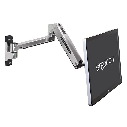 Ergotron LX HD Sit-Stand Monitorarm voor monitoren tot 116,8 cm (46 inch), Zilver, Muurbevestiging