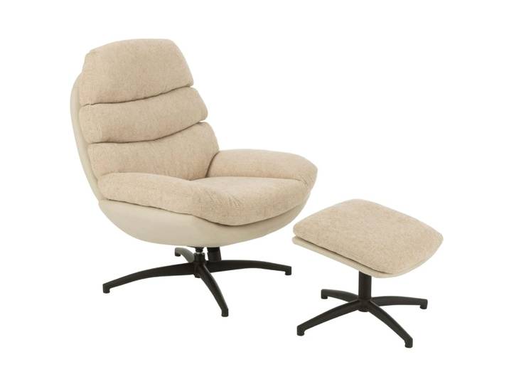 Fauteuil relax pivotant avec repose pieds crème