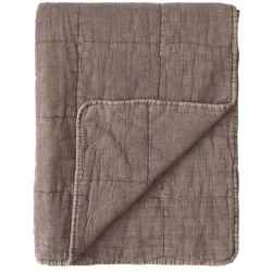 Chic Antique Vintage Quilt Steppdecke mit Stone-Washed Optik, L180 x B130 cm, mokka