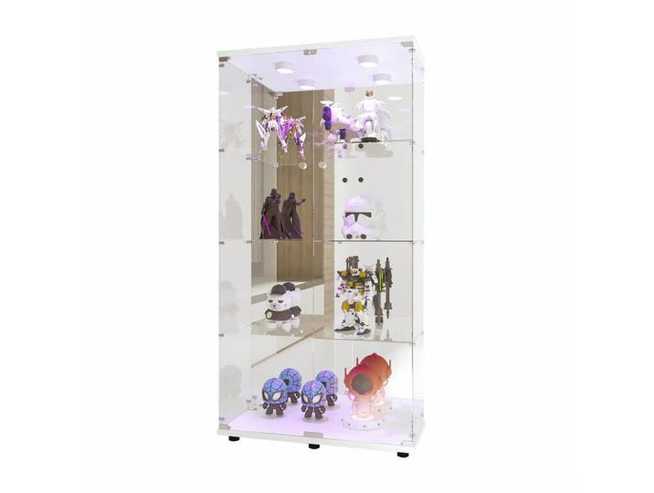 Shopentra Glasvitrine Weiß LED Acryl Tür 80x29x164 cm, Glas, 36.5x164x80.5 cm, Esszimmer, Vitrinen, Vitrinenschränke