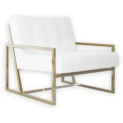 LOUNGESESSEL Duban Weiß Bouclé-Stoff