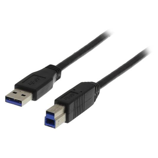 Deltaco USB 3.0 kabel Typ A hane - B hane 2m svart - Kabel - Digital/Daten (2 m, USB 3.2 Gen 1) (USB3-120S)