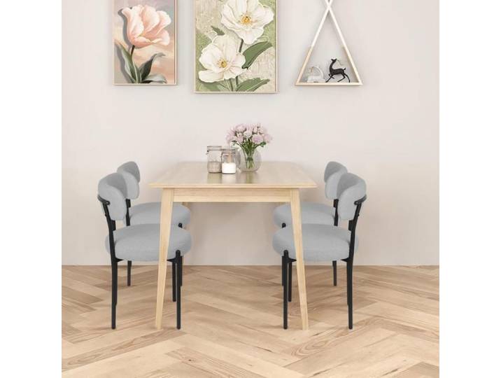 Chaises de salle à manger avec dossier -4 chaises - Chaises de bureau -gris -50*50*75cm -MIPAN -CHAISE