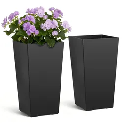 VEVOR Pflanztopf 300x300x550 mm 2er-Set, Blumentopf, Blumenkübel, PP-Pflanzgefäß, Planzkübel, Pflanzkasten mit Innentopf, Geeignet für Zimmer- & Gartenpflanzen, Schwarz