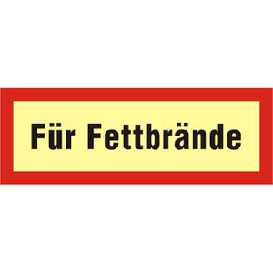 Abtec Hinweisschild DIN 4066, Kunststoff, 15 x 5,2 cm, nachleuchtend, Für Fettbrände
