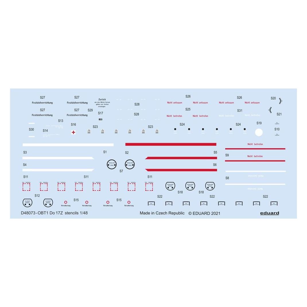 Eduard Do 17 stencils 1/48 for ICM (D48073)