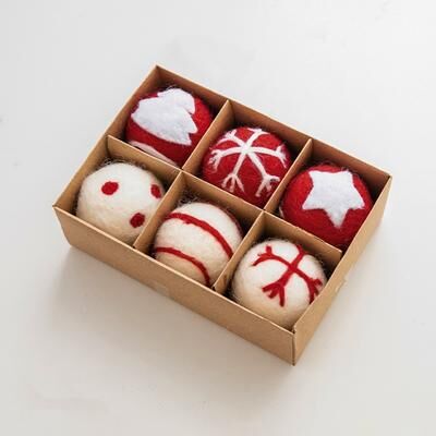 Discount Dollar Deals Mini Wool Christmas Tree Baubles, Handcrafted Felt Snowflake Ornaments, Festive Home & Gift Decor wine
