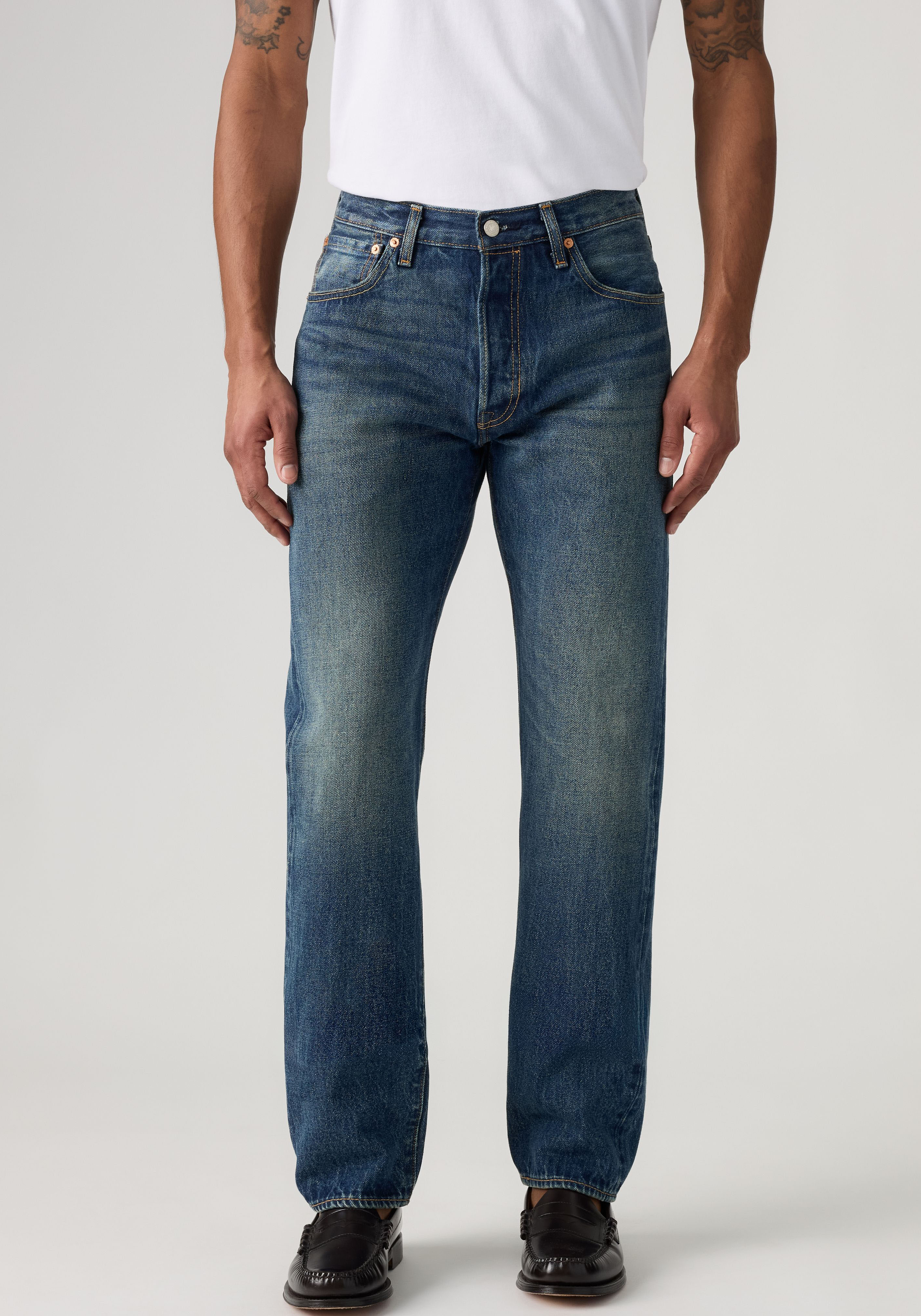 5-Pocket-Jeans LEVI'S "501 RELAXED", Herren, Gr. 34, Länge 32, blau (ferry building closet), Denim/Jeans, Obermaterial: 100% Baumwolle, relaxed fit lang, Jeans 5-Pocket-Jeans ferry building closet 34, Länge 32