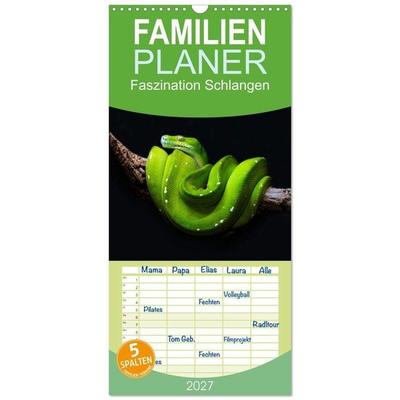 Familienplaner 2027 - Faszination Schlangen mit 5 Spalten (Wandkalender, 21 x 45 cm) CALVENDO