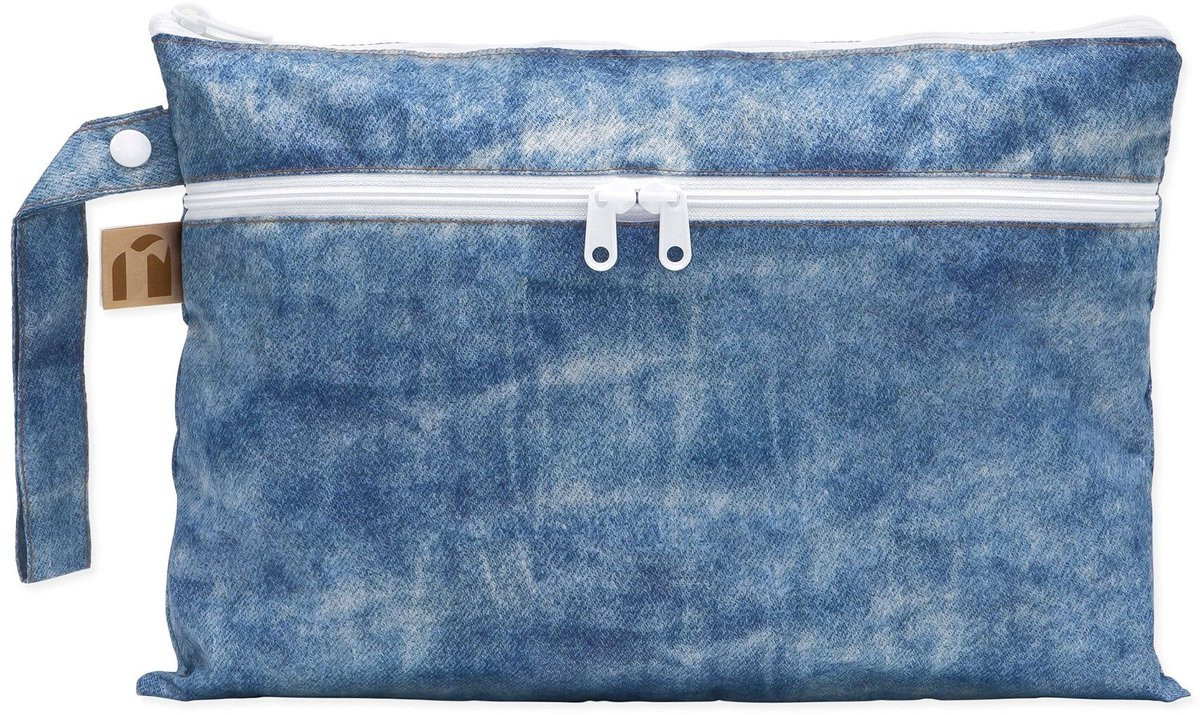 Bumkins Roamio Wet/Dry Clutch Waterdichte nat-droogtas met 2 vakken voor baby's - Crushed Denim