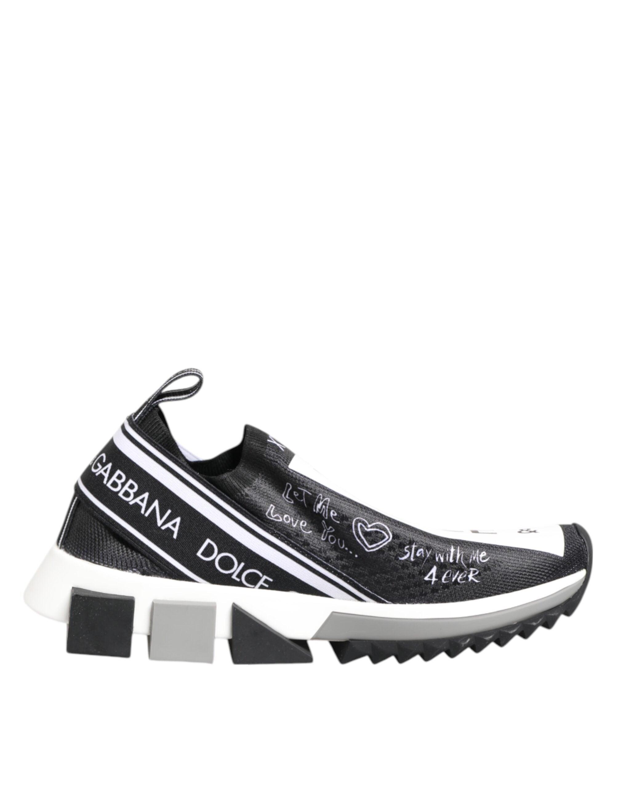 Dolce & Gabbana Zwarte Witte Sorrento Lage Sneakers Schoenen