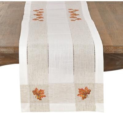 Saro Lifestyle Autumn Design Poly And Linen Blend Runner