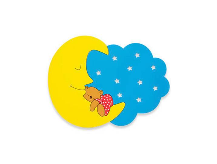 Kinderwandleuchte Mond, Wolken, 30x22.5 cm, Lampen & Leuchten, Innenbeleuchtung, Kinderzimmerlampen, Kinderwandleuchten