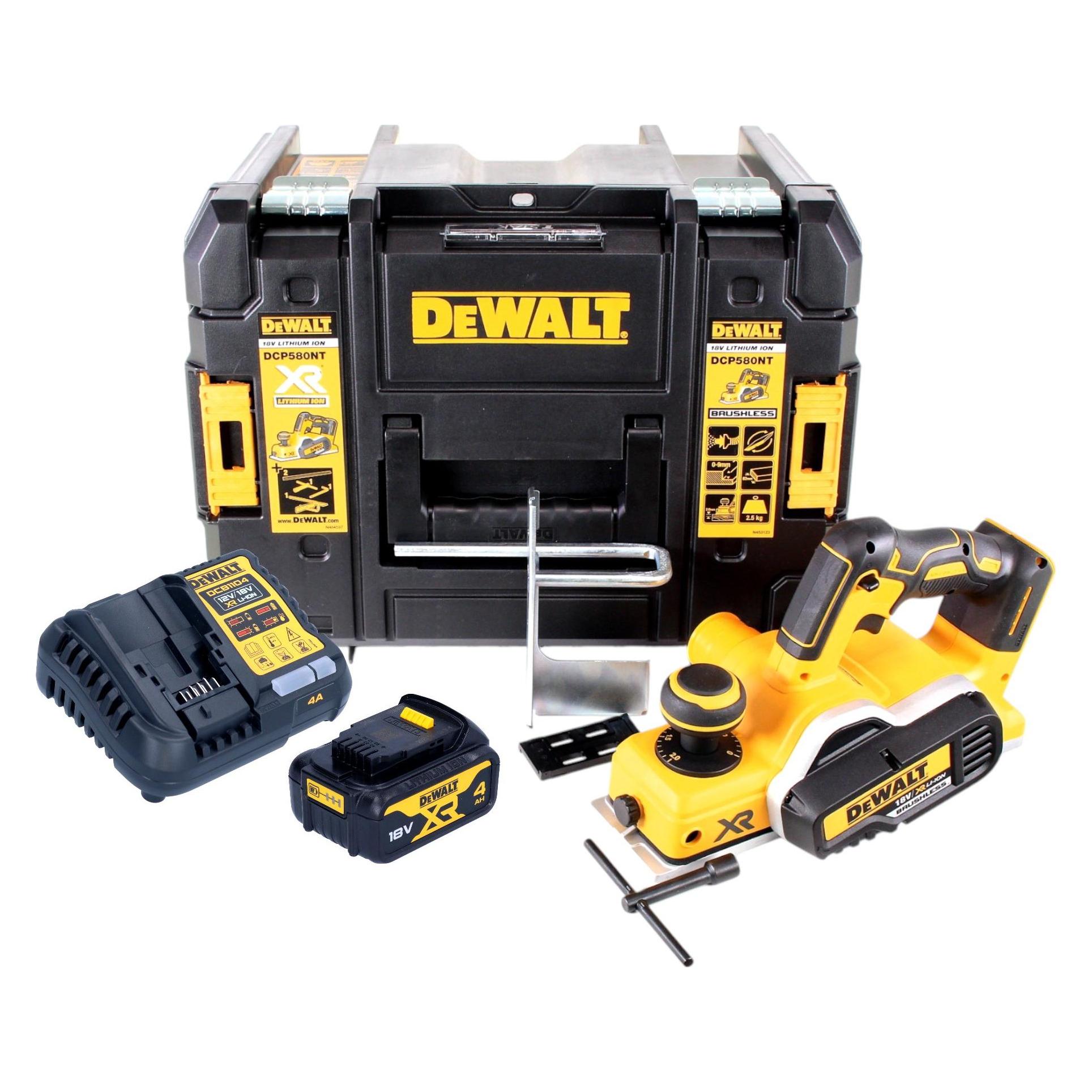 DeWalt DCP 580 M1 Akku Hobel 18V 82mm + 1x Akku 4,0Ah + Ladegerät + TSTAK (37943530)