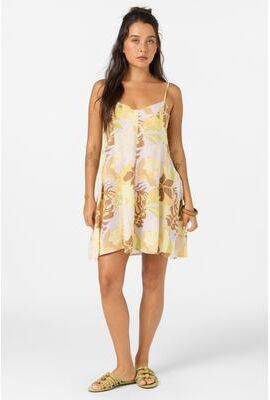 O'Neill s Darcy Leah Tropical Mini Dress in Celery, Size Medium, Viscose