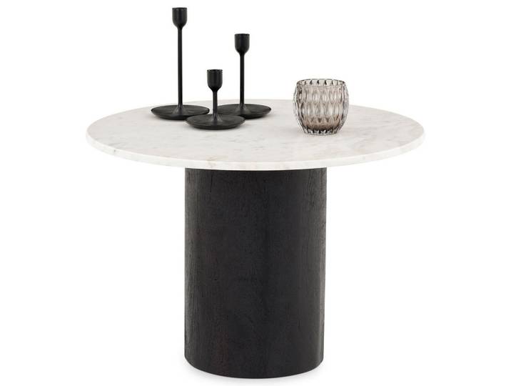 Idimex Couchtisch Yamuna weiß/schwarz, Weiß, Schwarz, Holz, Naturmaterialen, Echtholz,Akazie, Mode, Rund, 60x42x60 cm, Wohnzimmer, Wohnzimmertische, Couchtische