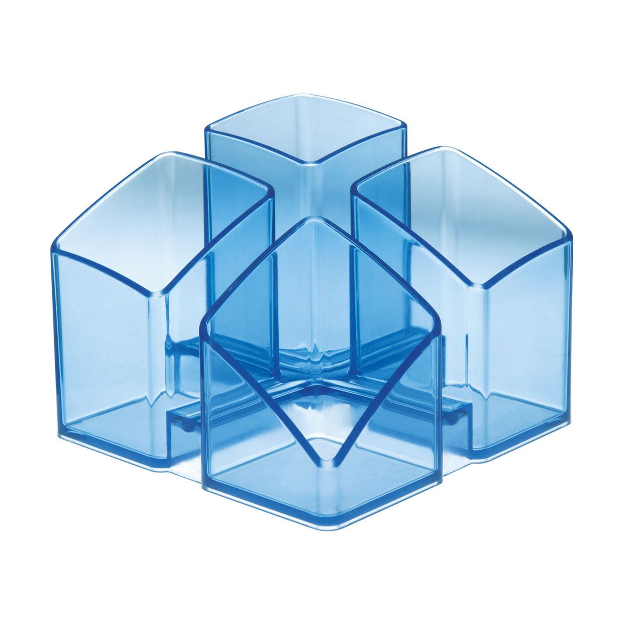 HAN Stiftehalter SCALA blau-transparent Polystyrol 4 Fächer 12,5 x 12,5 x 10,0 cm