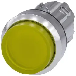 Siemens 3SU1051-0BB30-0AA0 Drucktaster, beleuchtet, 22mm, rund, Metall, hochglanz, gelb, Druckknopf 3SU10510BB300AA0