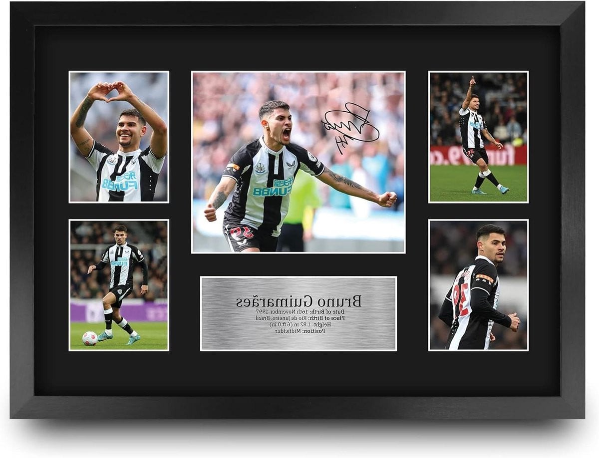 Bruno Guimaraes Foto Display - Gesigneerde Voetbal Memorabilia - Zwart - B: 33 x H: 44,5 cm