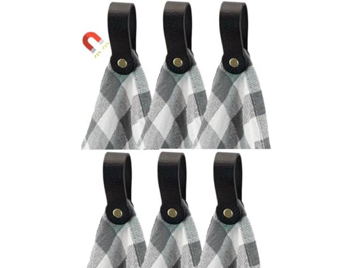 Brute Strength – Magnetische leren handdoekhaak – Zwart – 6 stuks