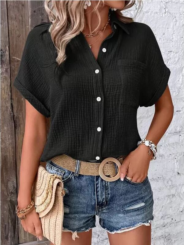 INF Button-Down Hemd - Bequemer Baumwollstoff XXL Schwarz
