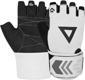 Inspire Picks AOLIKES Weightlifting Gloves Gym Gloves With Wrist Support For Fitness, Bodybuilding & Powerlifting white l