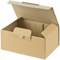 VEPATIM 25x Versandkarton 174x104x74mm schnelle Aufrichtung mit Steckverschluss Warenpost International braun