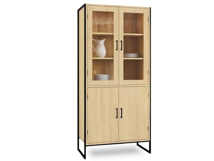 IDMarket - Vitrine Highboard H. 176 cm Geschirrschrank Detroit 4 Türen Industriedesign