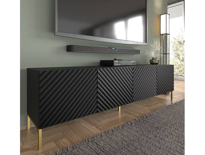 Raumhirsch Furniture Lowboard TV Schrank, RTV Möbel, Wohnmöbel (Maße 200 x 42 x 56 (H) cm, 4 Türen), Push to Open System, gefräste Fronten, Metallfüße