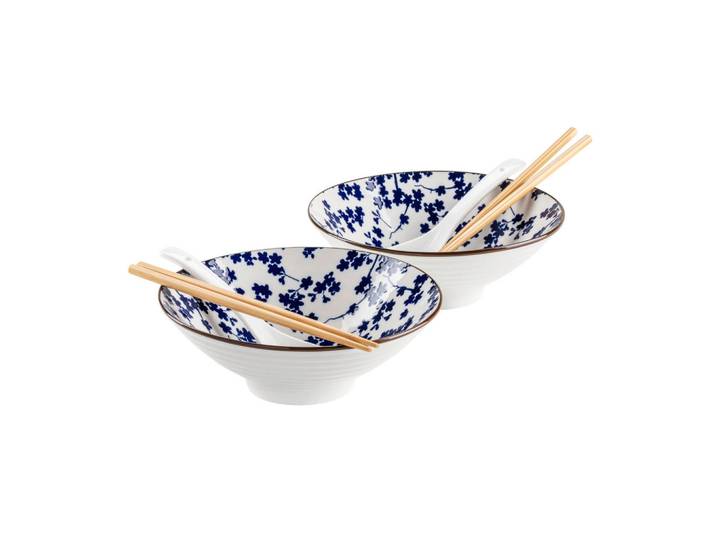 Mäser Chinesisches Tafelservice, Blau, Weiss, Keramik, 6-teilig, lebensmittelecht, Geschirr, Geschirr-Sets, Tafelservice