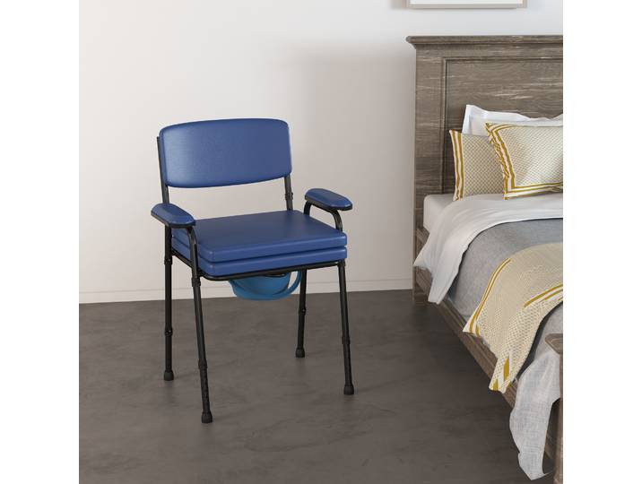 HOMCOM Chaise Percée Bleu Toilette Réglable Accoudoirs
