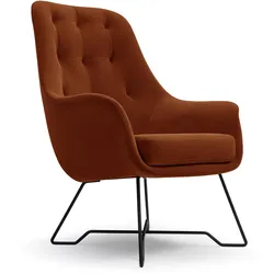 SESSEL SEDUTA, Modern Polstersessel Loungesessel, Velours-Stoff Orange