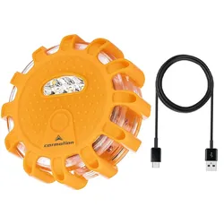 Carmotion Akku LED Warnlampe Warnleuchte 3+12 LED + Kabel USB-C