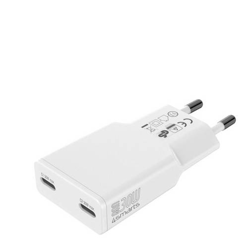 4Smarts USB Ladegerät 30W 2x USB-C USB PD Weiß Innenbereich GaN, USB Power Delivery (USB-PD)