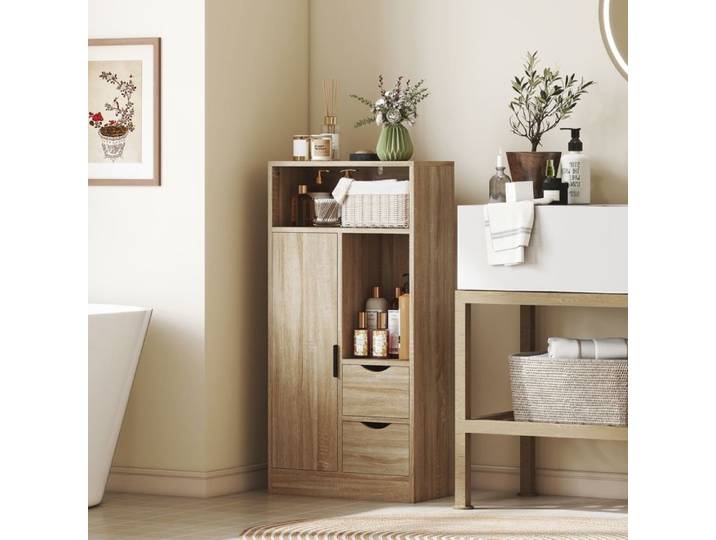 Zitty meuble salle de bain étroit armoire de rangement bois naturel 50x25x100 cm