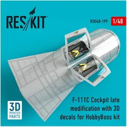 ResKit F-111C Cockpit late modification with 3D decals for HobbyBoss kit (3D Printed)