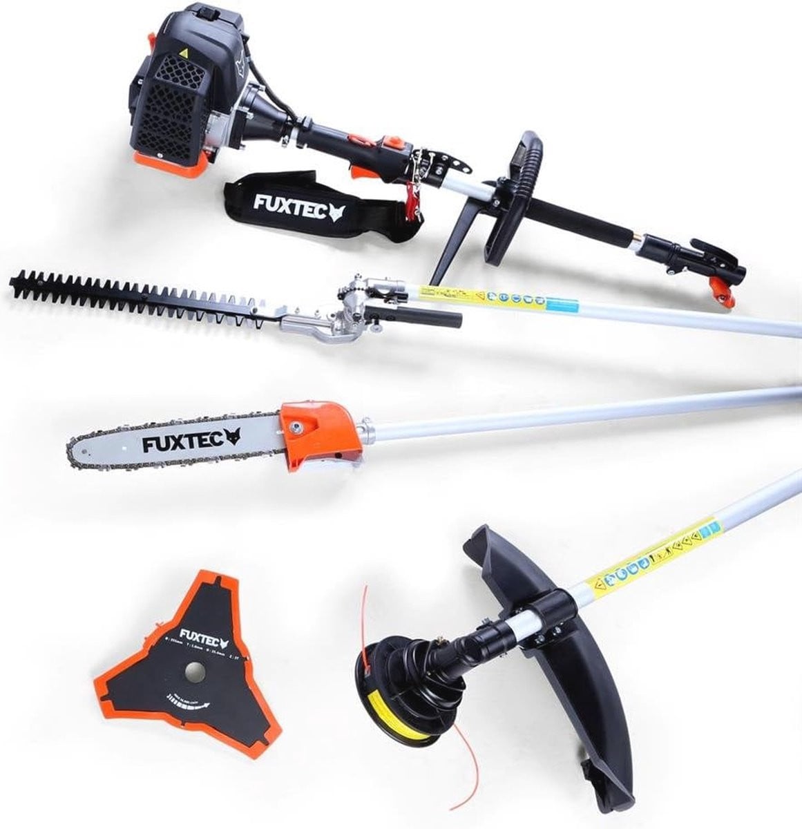 Benzine Bosmaaier 4in1 Multitool 52cc - Professionele Combinatie met Heggenschaar en Hoogsnoeier - Oranje