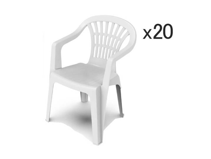 Chaise de jardin - JUANIO - JUANIO - Lot de 20 - Empilable - Accoudoirs et dossier haut
