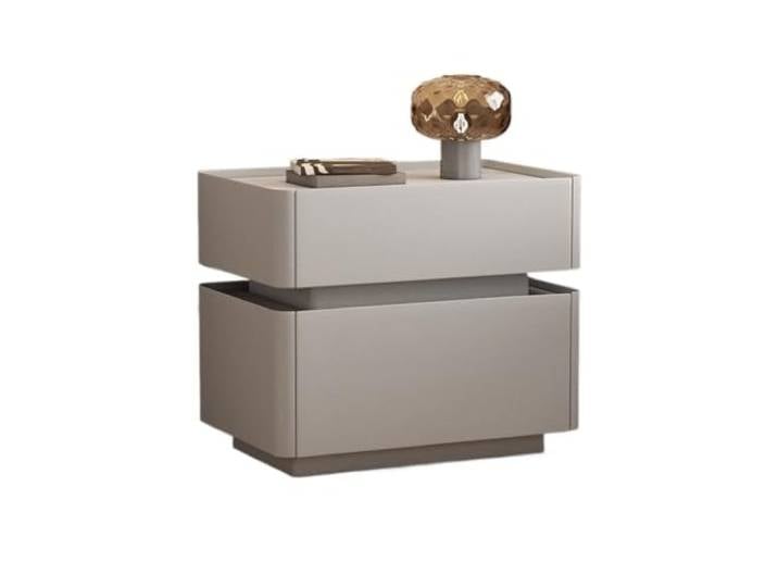 FZL02068LM Zimmer Nachttisch aus massivem Holz, cremefarben, minimalistisches Schlafzimmer(Grigio,Mittel)