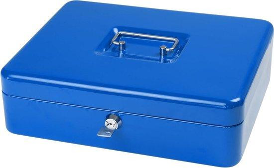 Sax Geldcassette met munteninzet en veiligheidsslot - Blauw - 30 x 24 x 9 cm