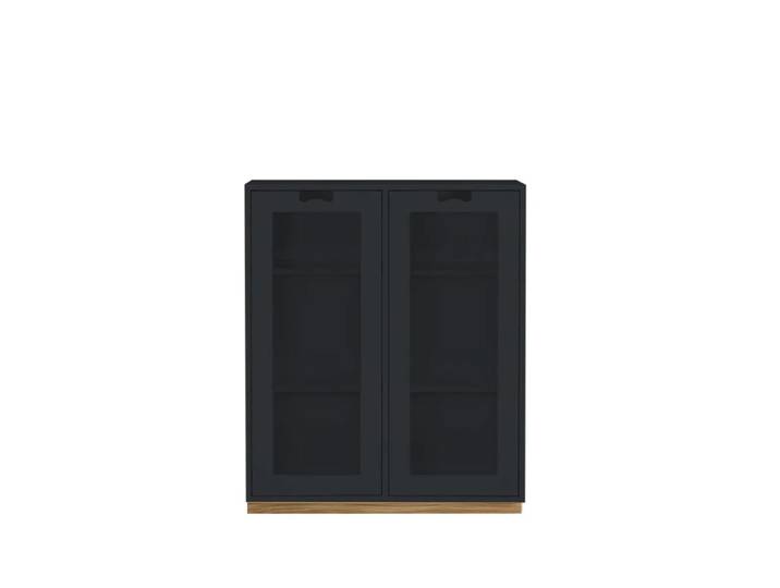 Asplund Vitrine Snö E Char grey, support en chêne, dj.30 cm